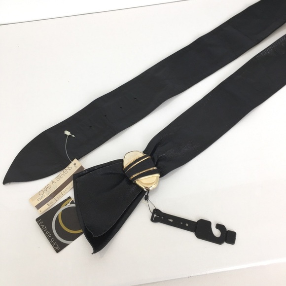 Vintage 80’s Leather Shop Black Soft Genuine Leather Belt NEW Size L Art To Wear main image 9